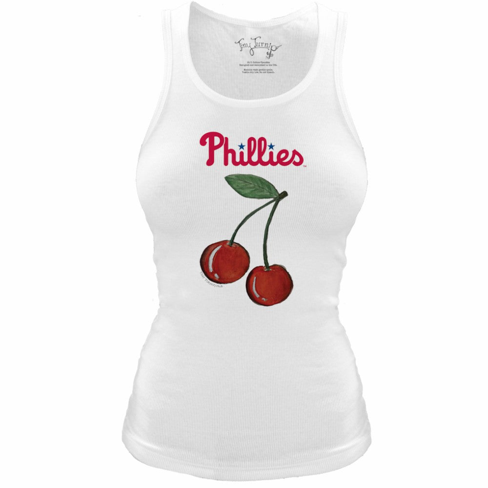 Philadelphia Phillies Tiny Turnip Women's Fitted Cherries Tri-Blend Tank Top - White - MLB Sale