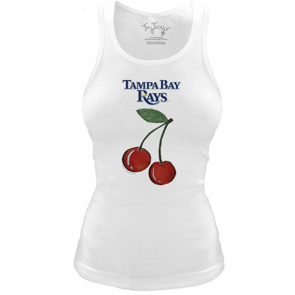 Tampa Bay Rays Tiny Turnip Women's Fitted Cherries Tri-Blend Tank Top - White - MLB Discount