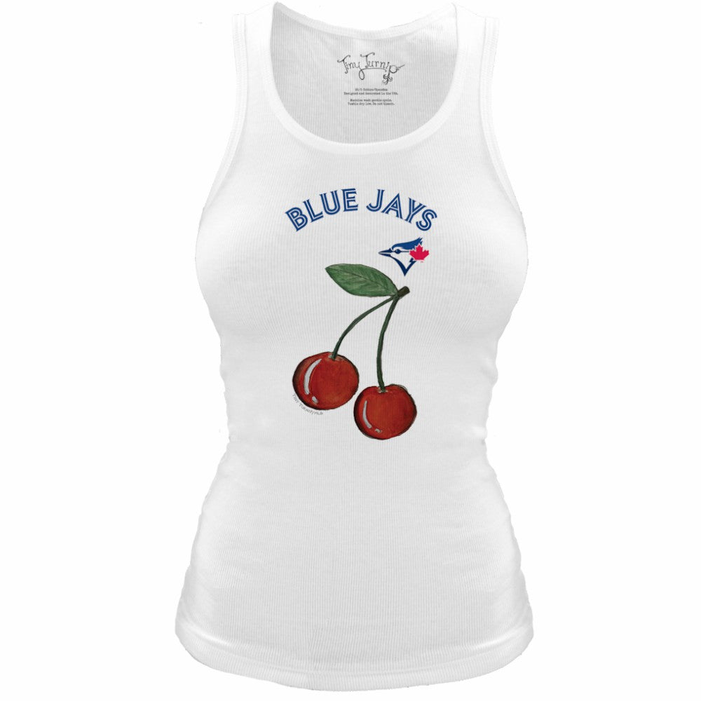 Toronto Blue Jays Tiny Turnip Women's Fitted Cherries Tri-Blend Tank Top - White - MLB on Sale
