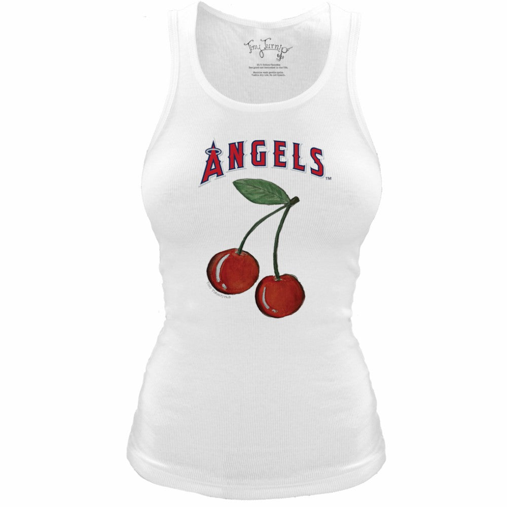 Los Angeles Angels Tiny Turnip Women's Fitted Cherries Tri-Blend Tank Top - White - MLB on Sale