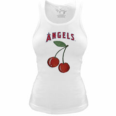 Los Angeles Angels Tiny Turnip Women's Fitted Cherries Tri-Blend Tank Top - White - MLB on Sale