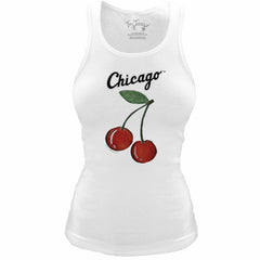 Chicago White Sox Tiny Turnip Women's Fitted Cherries Tri-Blend Tank Top - White - MLB Discount