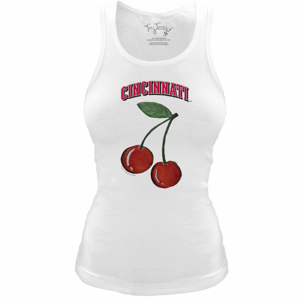 Cincinnati Reds Tiny Turnip Women's Fitted Cherries Tri-Blend Tank Top - White - MLB on Sale