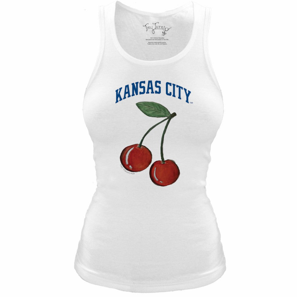 Kansas City Royals Tiny Turnip Women's Fitted Cherries Tri-Blend Tank Top - White - MLB on Sale