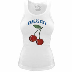 Kansas City Royals Tiny Turnip Women's Fitted Cherries Tri-Blend Tank Top - White - MLB on Sale