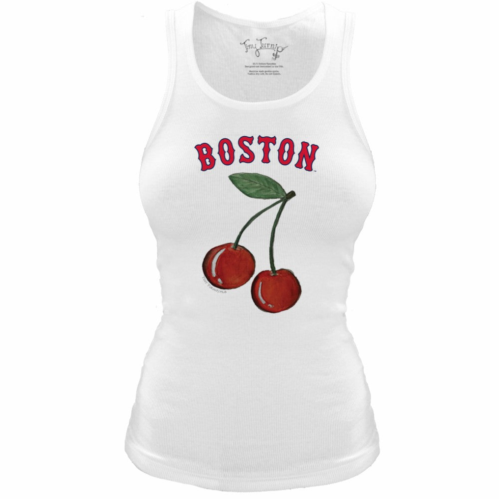 Boston Red Sox Tiny Turnip Women's Fitted Cherries Tri-Blend Tank Top - White - MLB Lifestyle
