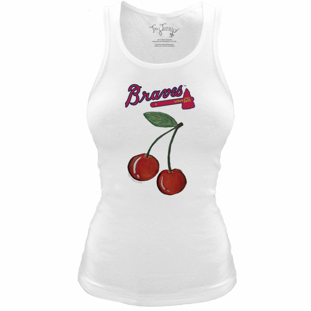 Atlanta Braves Tiny Turnip Women's Fitted Cherries Tri-Blend Tank Top - White - MLB Discount