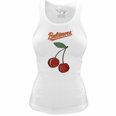 Baltimore Orioles Tiny Turnip Women's Fitted Cherries Tri-Blend Tank Top - White - MLB Lifestyle