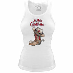 St. Louis Cardinals Tiny Turnip Women's Fitted Vintage Cowboy Boot Tri-Blend Tank Top - White - MLB Online