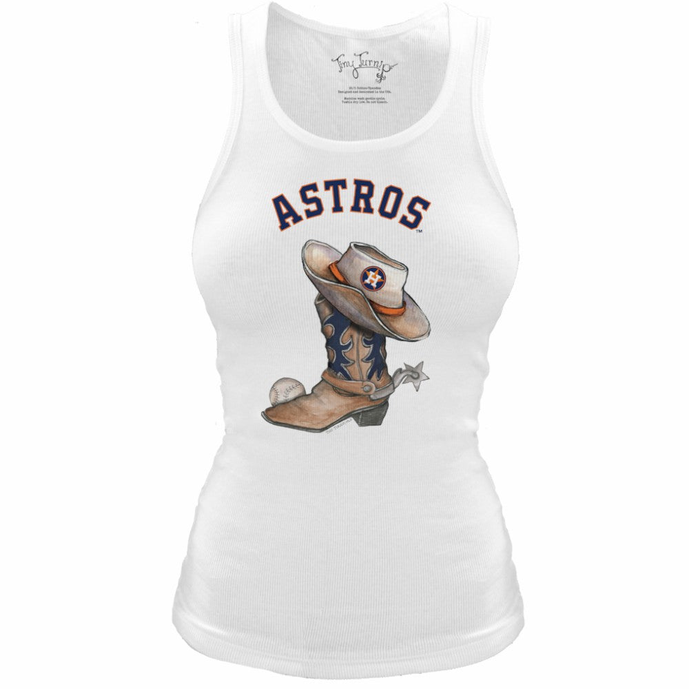 Houston Astros Tiny Turnip Women's Fitted Vintage Cowboy Boot Tri-Blend Tank Top - White - MLB Online