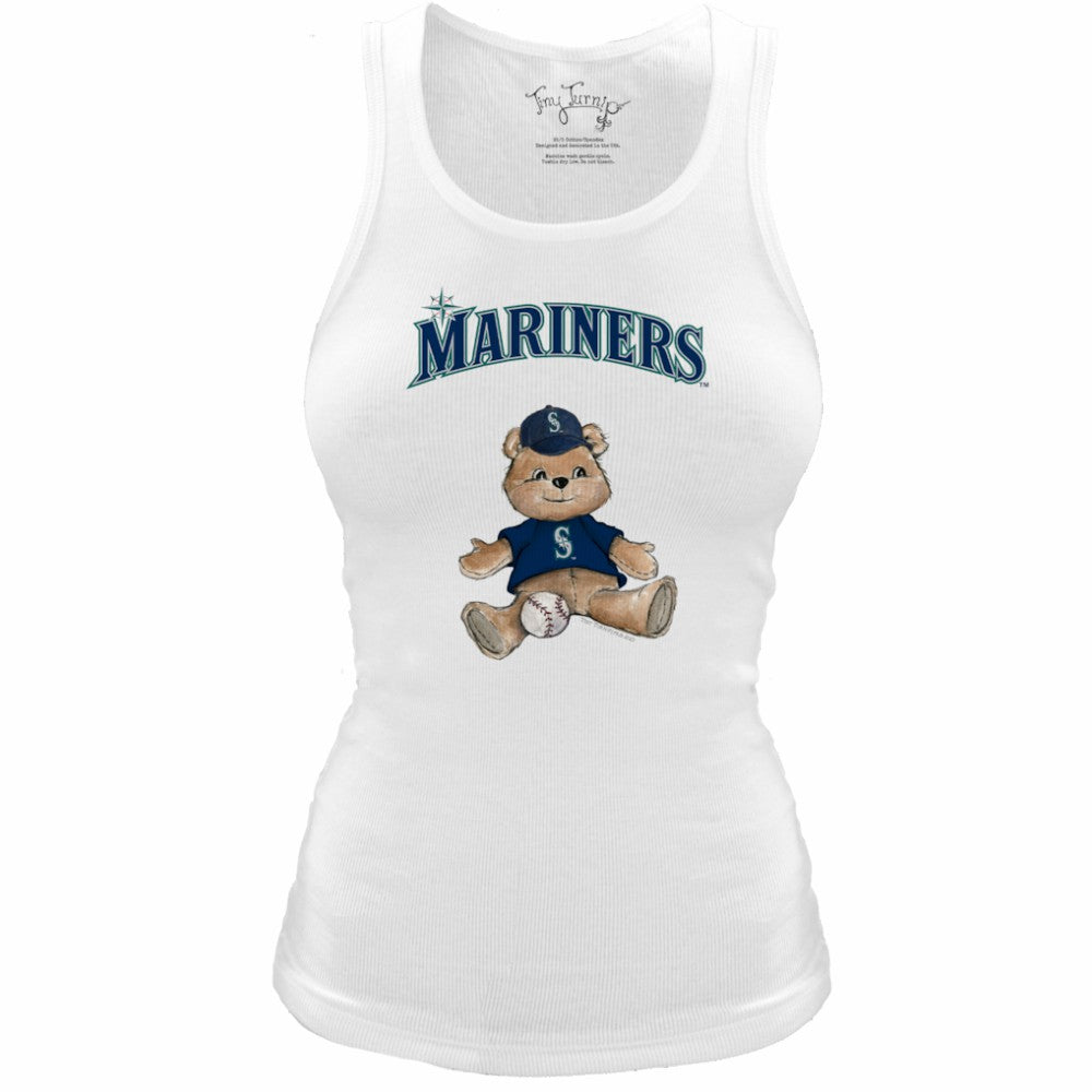Seattle Mariners Tiny Turnip Women's Fitted Teddy Bear Tri-Blend Tank Top - White - MLB Discount