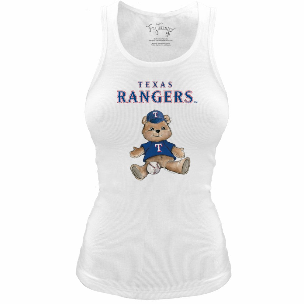 Texas Rangers Tiny Turnip Women's Fitted Teddy Bear Tri-Blend Tank Top - White - MLB on Sale