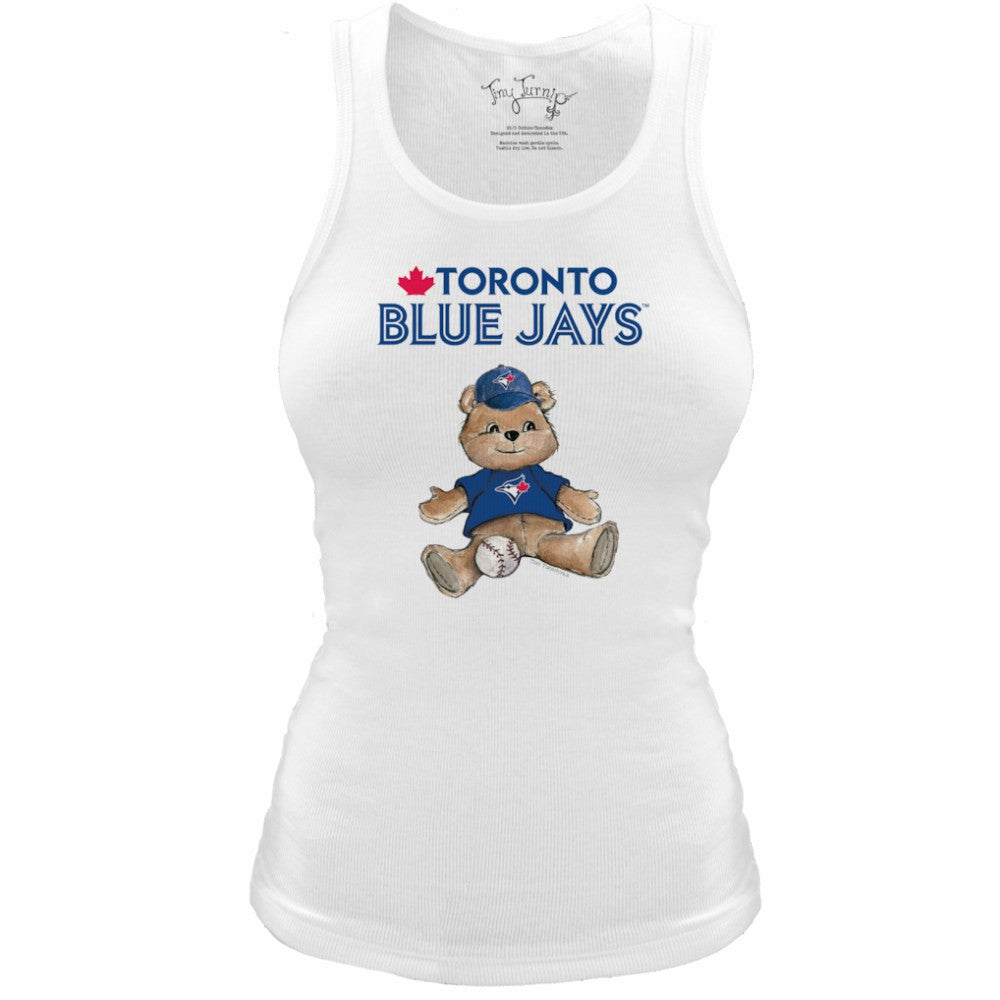 Toronto Blue Jays Tiny Turnip Women's Fitted Teddy Bear Tri-Blend Tank Top - White - MLB Lifestyle