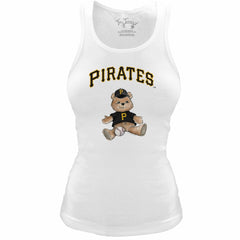 Pittsburgh Pirates Tiny Turnip Women's Fitted Teddy Bear Tri-Blend Tank Top - White - MLB on Sale