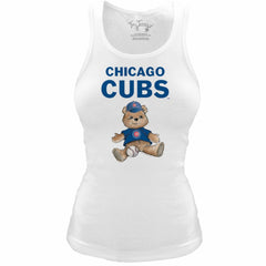 Chicago Cubs Tiny Turnip Women's Fitted Teddy Bear Tri-Blend Tank Top - White - MLB Lifestyle