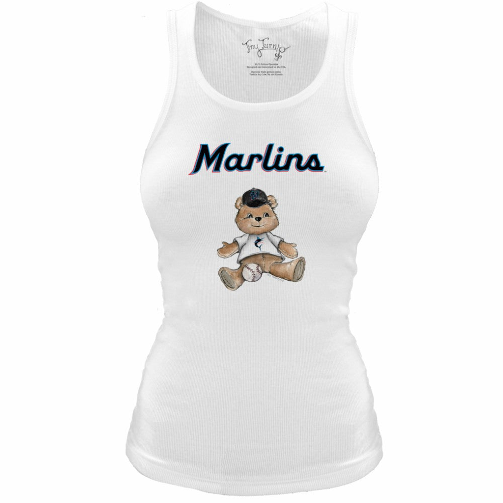 Miami Marlins Tiny Turnip Women's Fitted Teddy Bear Tri-Blend Tank Top - White - MLB Online
