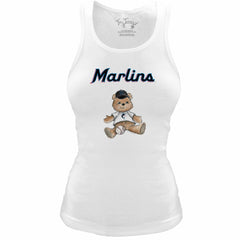 Miami Marlins Tiny Turnip Women's Fitted Teddy Bear Tri-Blend Tank Top - White - MLB Online