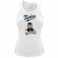 Minnesota Twins Tiny Turnip Women's Fitted Teddy Bear Tri-Blend Tank Top - White - MLB Discount