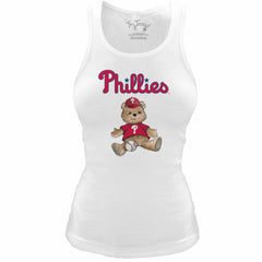 Philadelphia Phillies Tiny Turnip Women's Fitted Teddy Bear Tri-Blend Tank Top - White - MLB Sale