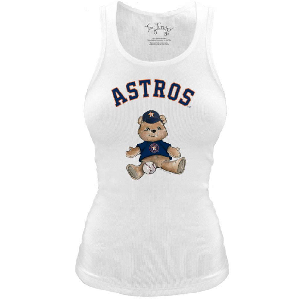 Houston Astros Tiny Turnip Women's Fitted Teddy Bear Tri-Blend Tank Top - White - MLB on Sale