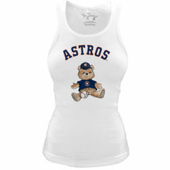 Houston Astros Tiny Turnip Women's Fitted Teddy Bear Tri-Blend Tank Top - White - MLB on Sale