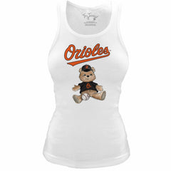 Baltimore Orioles Tiny Turnip Women's Fitted Teddy Bear Tri-Blend Tank Top - White - MLB Sale