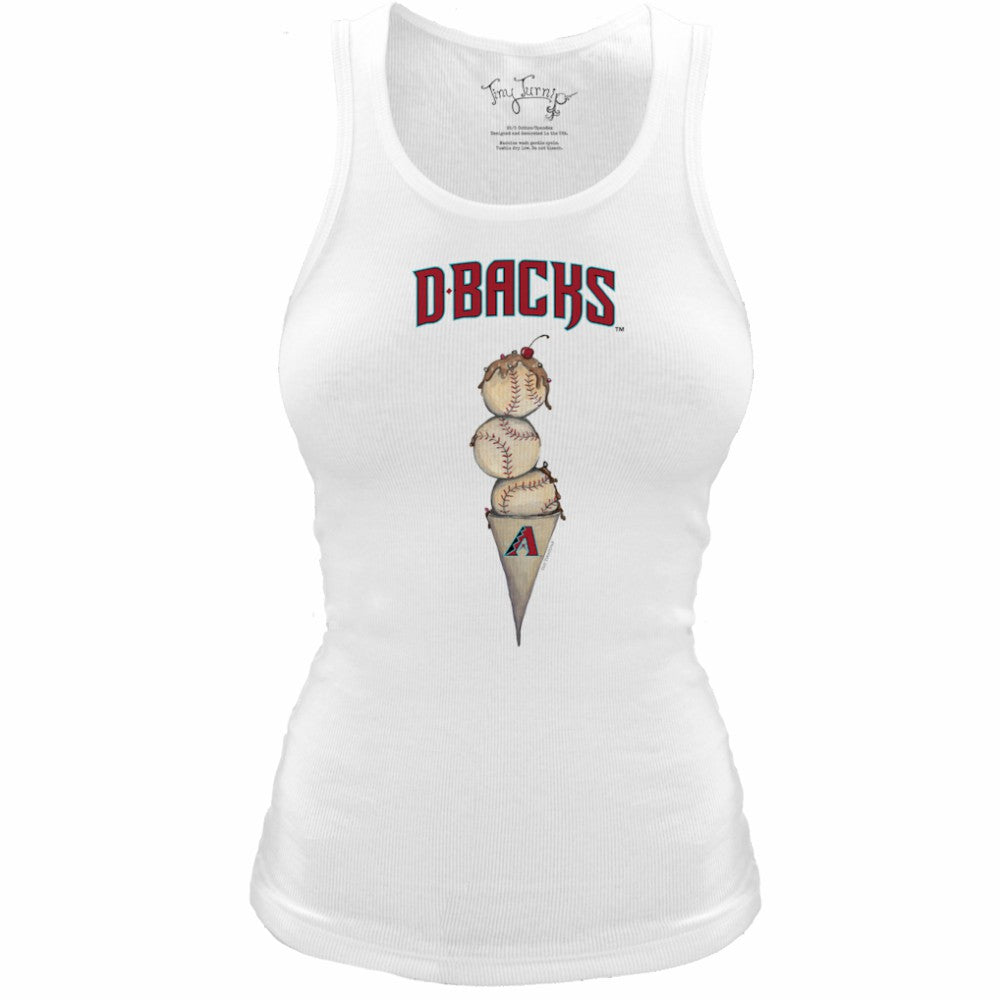 Arizona Diamondbacks Tiny Turnip Women's Fitted Triple Scoop Tri-Blend Tank Top - White - MLB Discount