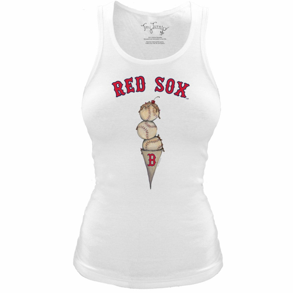 Boston Red Sox Tiny Turnip Women's Fitted Triple Scoop Tri-Blend Tank Top - White - MLB Discount