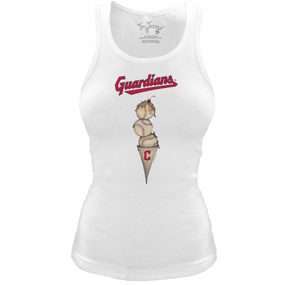 Cleveland Guardians Tiny Turnip Women's Fitted Triple Scoop Tri-Blend Tank Top - White - MLB Sale