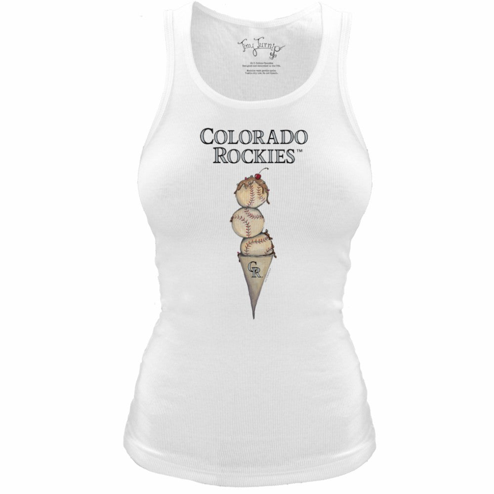 Colorado Rockies Tiny Turnip Women's Fitted Triple Scoop Tri-Blend Tank Top - White - MLB Discount