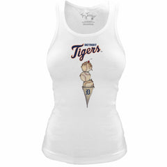 Detroit Tigers Tiny Turnip Women's Fitted Triple Scoop Tri-Blend Tank Top - White - MLB on Sale