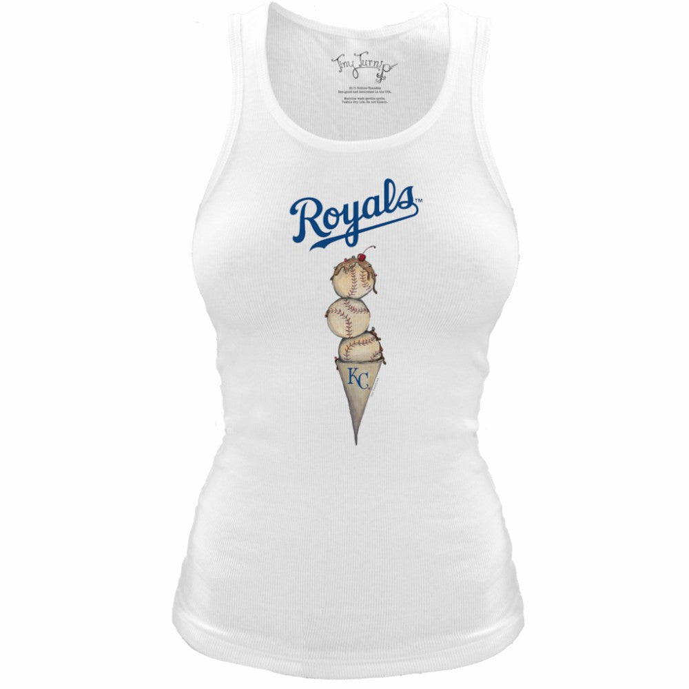 Kansas City Royals Tiny Turnip Women's Fitted Triple Scoop Tri-Blend Tank Top - White - MLB Sale