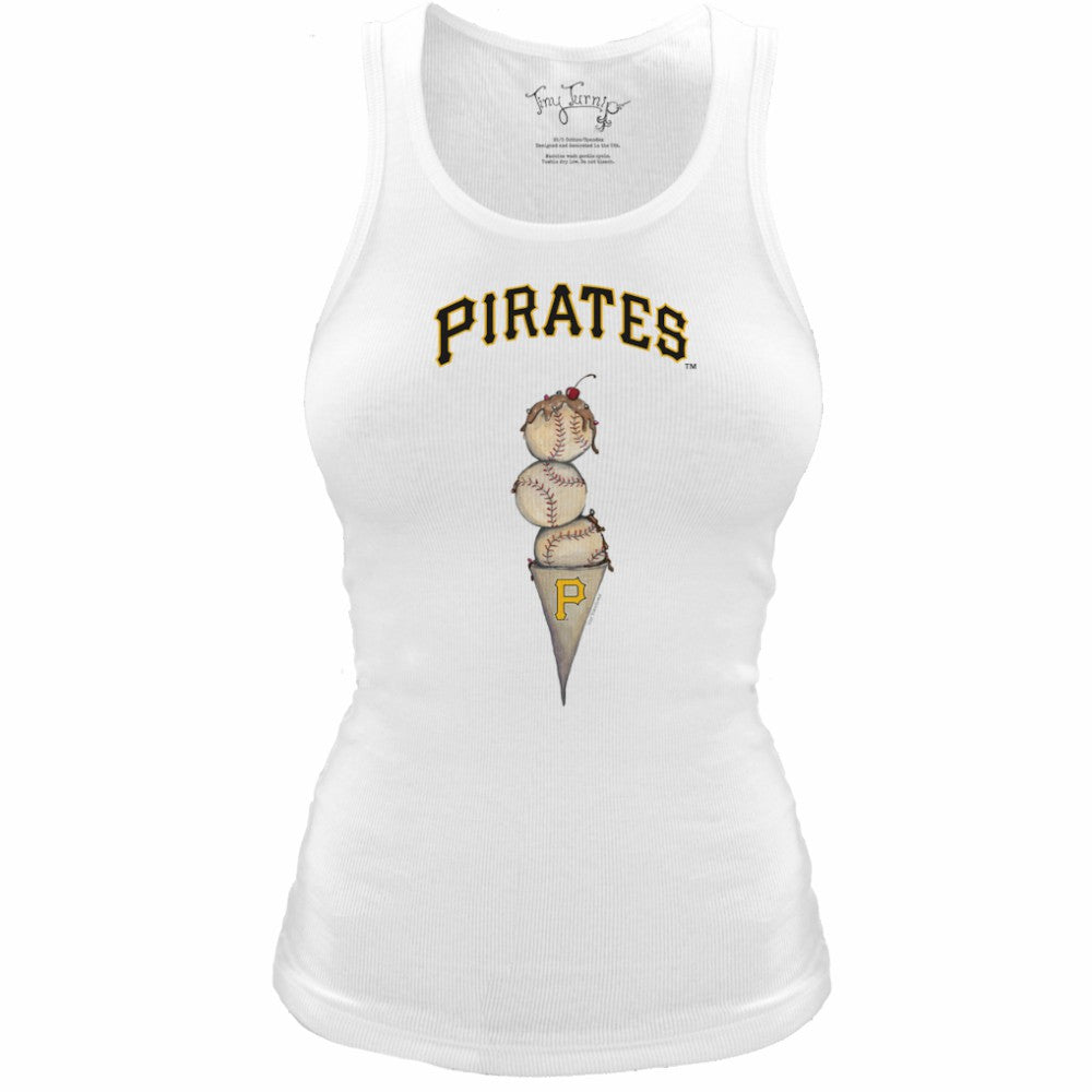 Pittsburgh Pirates Tiny Turnip Women's Fitted Triple Scoop Tri-Blend Tank Top - White - MLB Sale