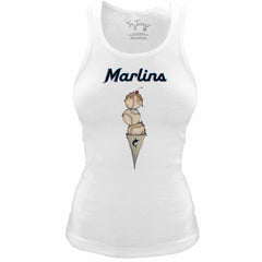 Miami Marlins Tiny Turnip Women's Fitted Triple Scoop Tri-Blend Tank Top - White - MLB Sale