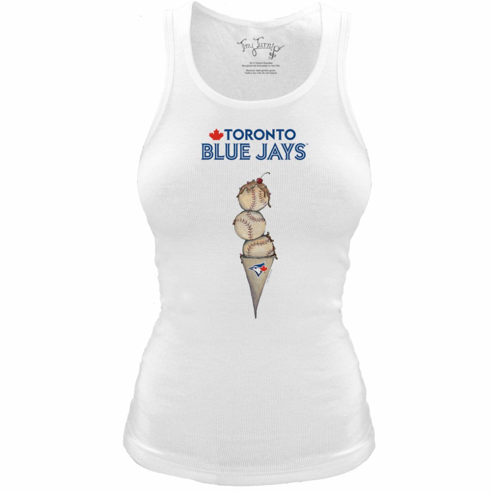 Toronto Blue Jays Tiny Turnip Women's Fitted Triple Scoop Tri-Blend Tank Top - White - MLB Online