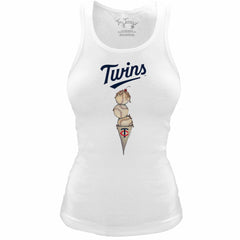 Minnesota Twins Tiny Turnip Women's Fitted Triple Scoop Tri-Blend Tank Top - White - MLB Discount