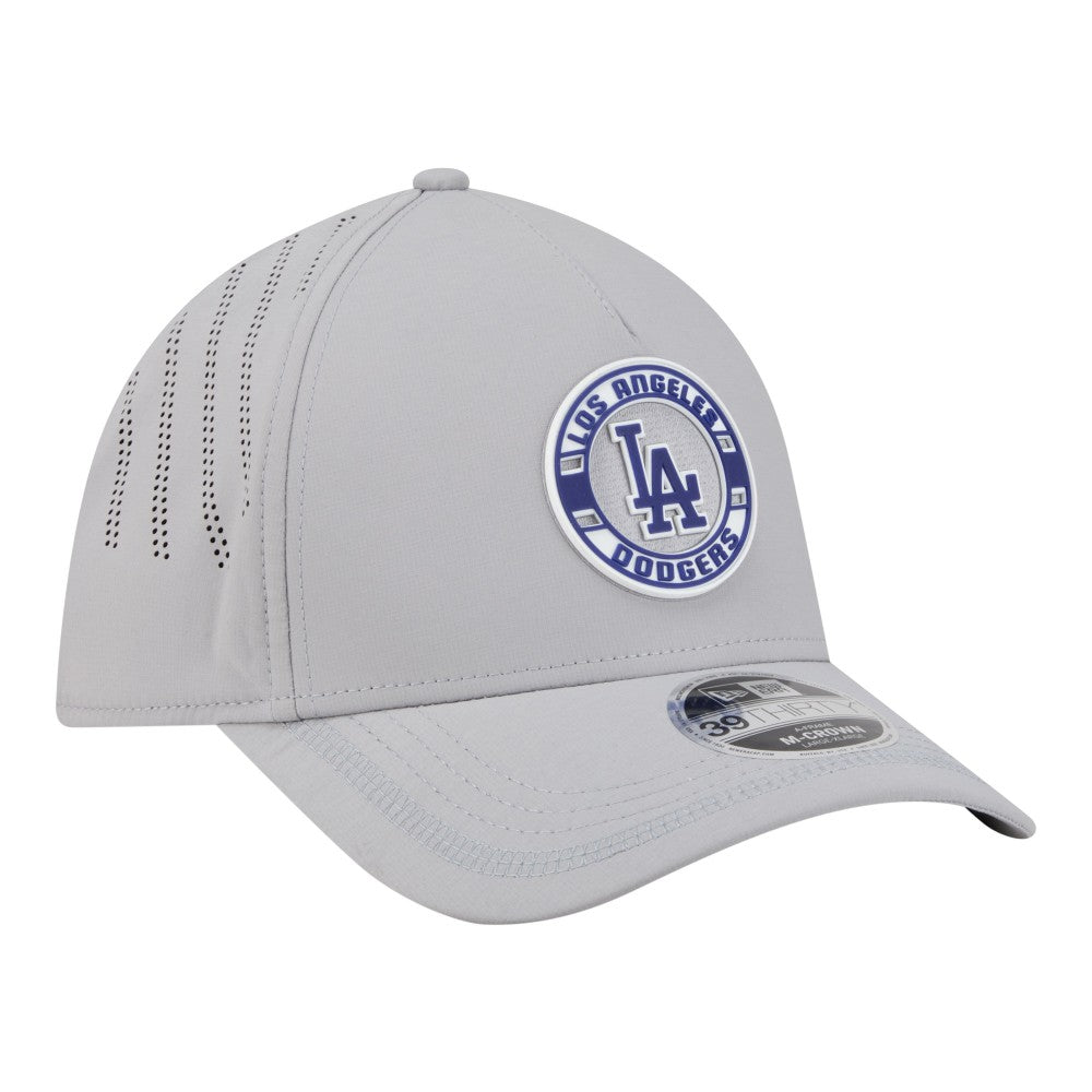 Los Angeles Dodgers New Era Patch 39THIRTY A-Frame M-Crown Perforated Flex Hat - Gray - New Era Sale