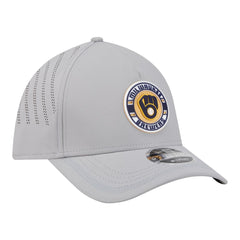 Milwaukee Brewers New Era Patch 39THIRTY A-Frame M-Crown Perforated Flex Hat - Gray - New Era Sale