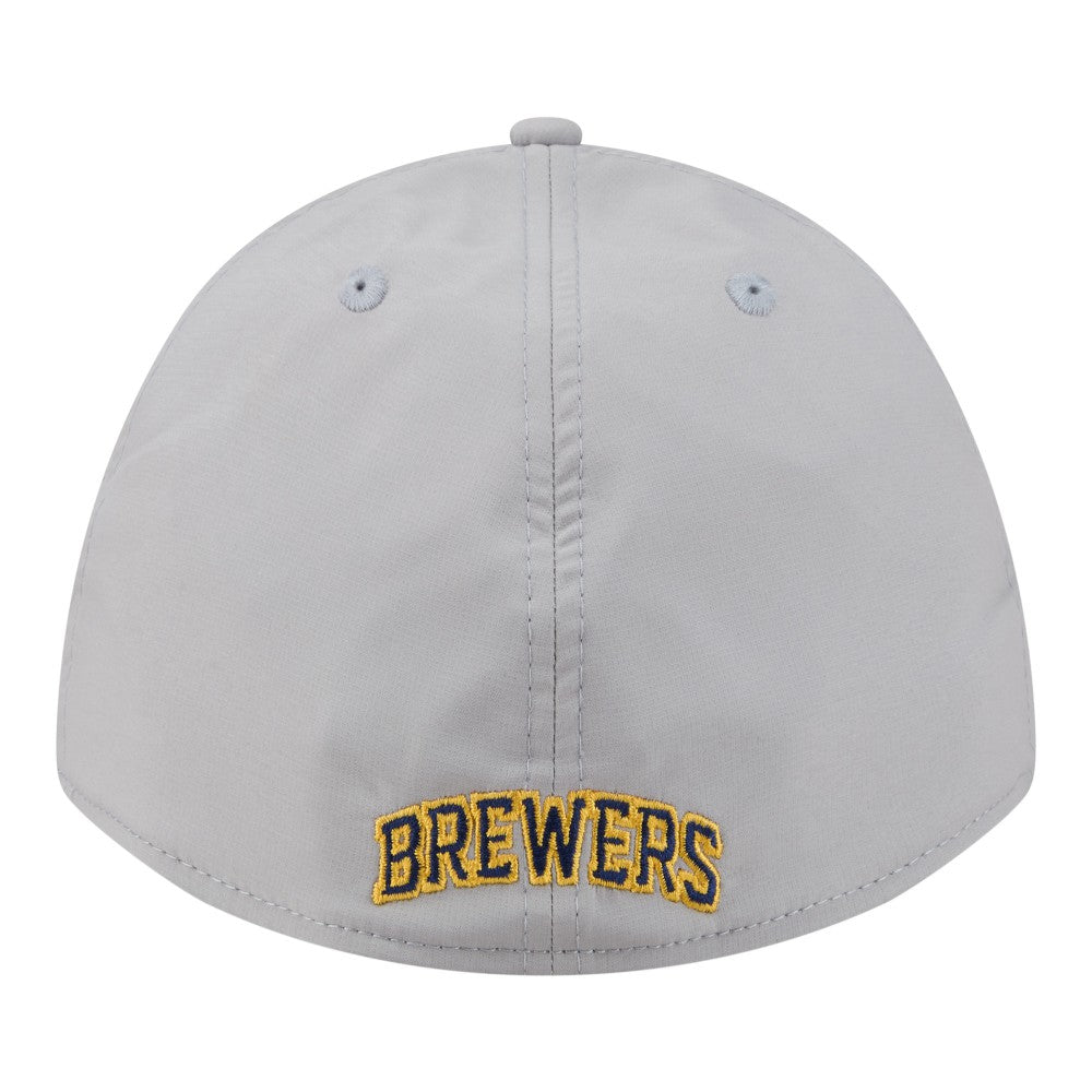 Milwaukee Brewers New Era Patch 39THIRTY A-Frame M-Crown Perforated Flex Hat - Gray - New Era Sale