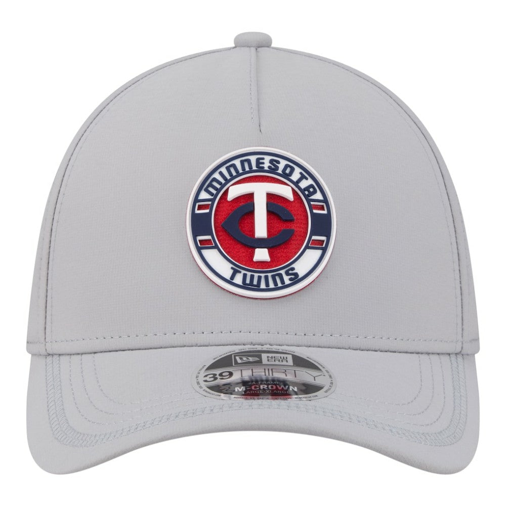 Minnesota Twins New Era Patch 39THIRTY A-Frame M-Crown Perforated Flex Hat - Gray - New Era on Sale