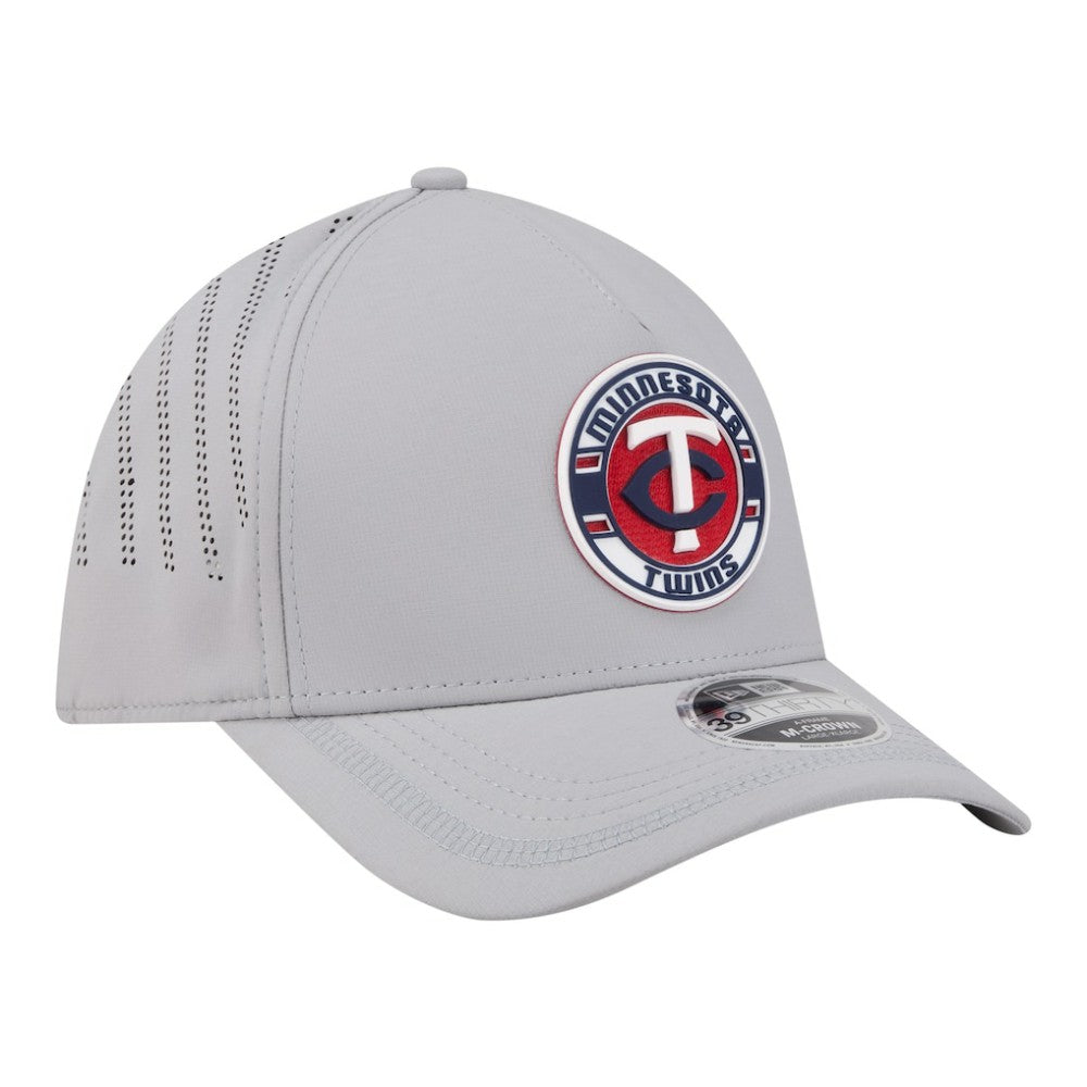 Minnesota Twins New Era Patch 39THIRTY A-Frame M-Crown Perforated Flex Hat - Gray - New Era on Sale