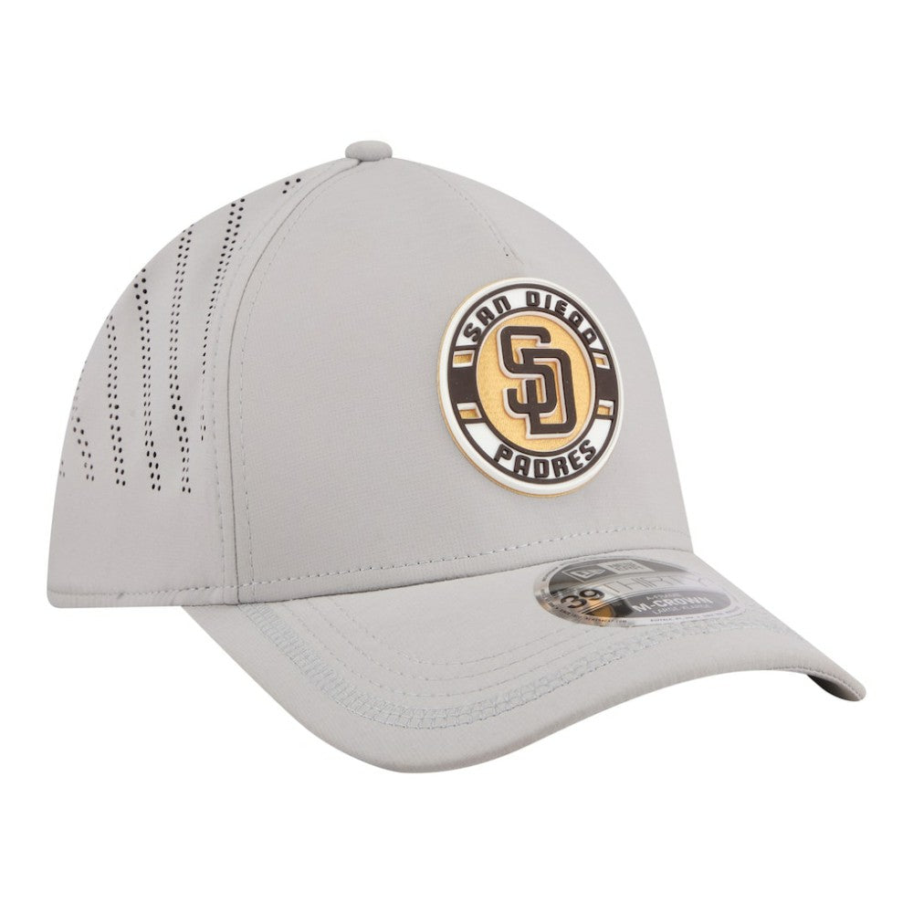 San Diego Padres New Era Patch 39THIRTY A-Frame M-Crown Perforated Flex Hat - Gray - New Era on Sale