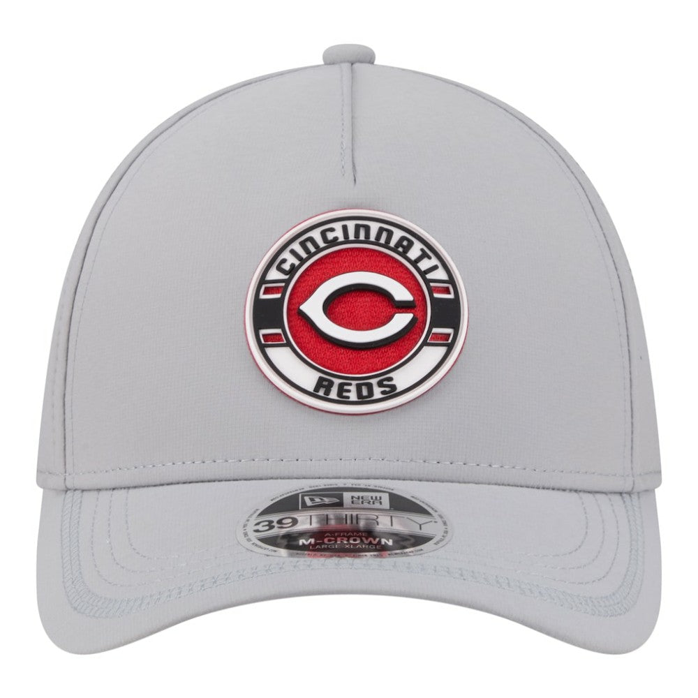 Cincinnati Reds New Era Patch 39THIRTY A-Frame M-Crown Perforated Flex Hat - Gray - New Era Lifestyle