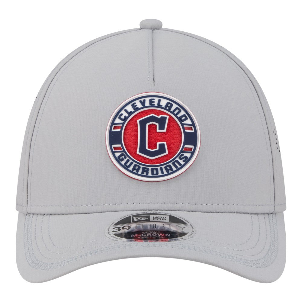 Cleveland Guardians New Era Patch 39THIRTY A-Frame M-Crown Perforated Flex Hat - Gray - New Era Online