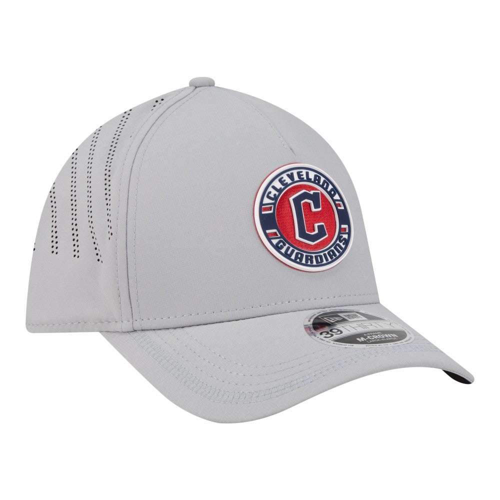 Cleveland Guardians New Era Patch 39THIRTY A-Frame M-Crown Perforated Flex Hat - Gray - New Era Online