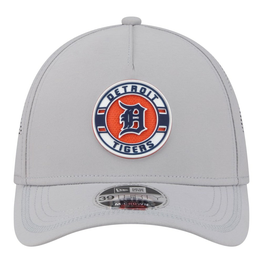 Detroit Tigers New Era Patch 39THIRTY A-Frame M-Crown Perforated Flex Hat - Gray - New Era on Sale