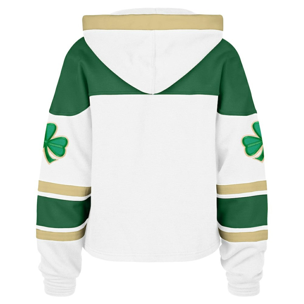 New York Rangers '47 Women's McLucky Cropped Lacer Hoodie - White - NHL 203281121