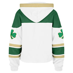 New York Rangers '47 Women's McLucky Cropped Lacer Hoodie - White - NHL 203281121