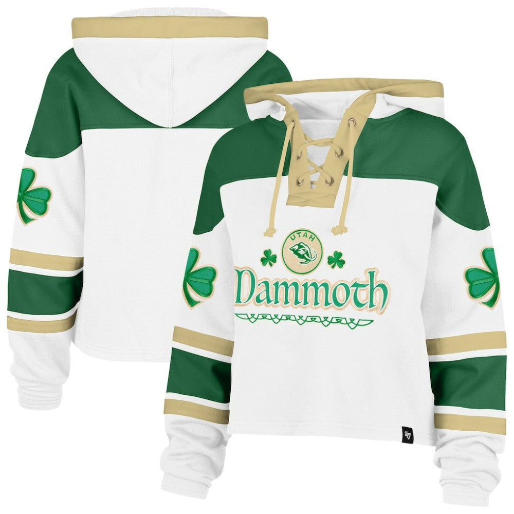 Utah Mammoth '47 Women's McLucky Cropped Lacer Hoodie - White - NHL 203281123
