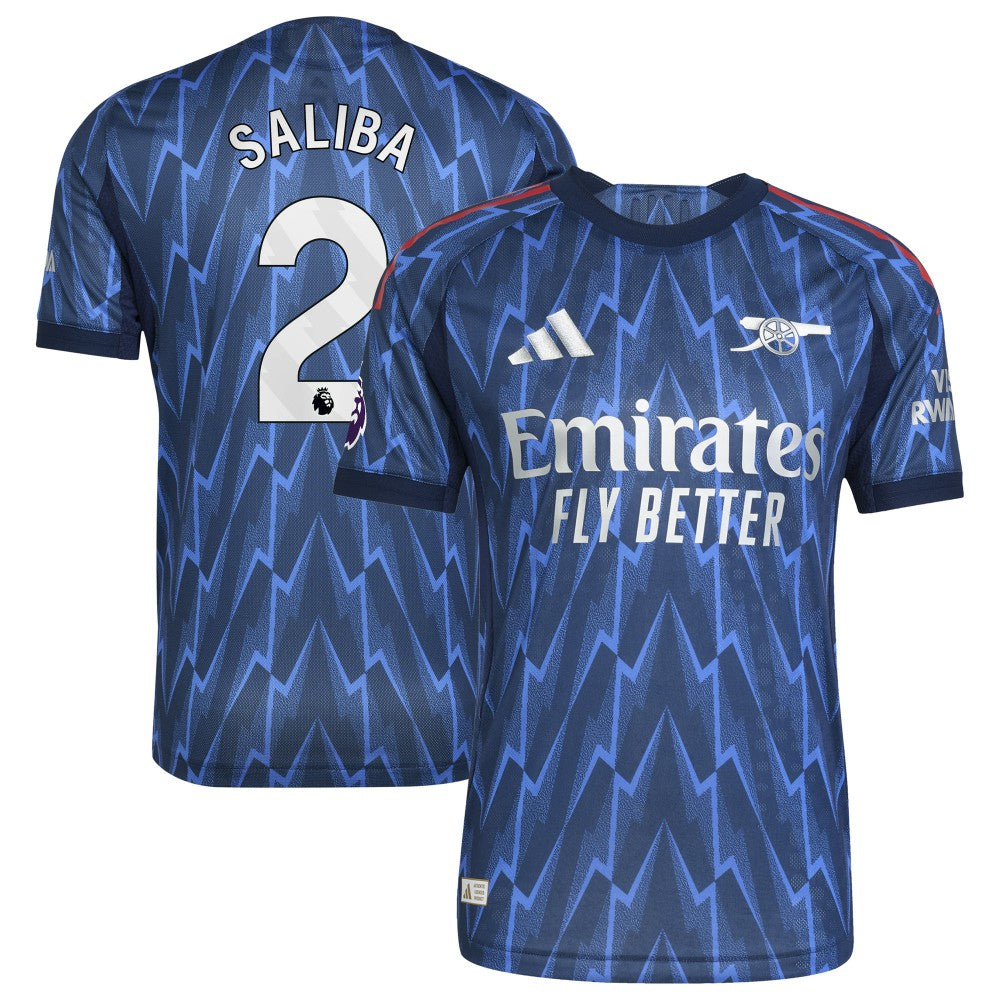 William Saliba Arsenal 2025/26 Away Player Jersey Blue - Adidas Discount